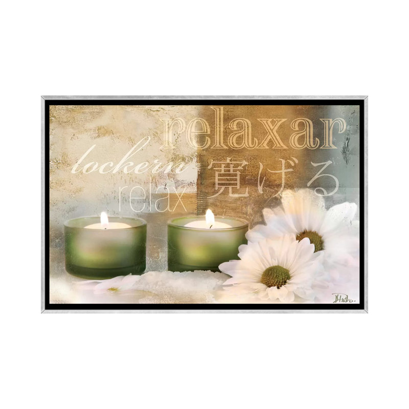 "Relaxation I" par Patricia Pinto, impression d’art graphique, H 26 po x l 40 po x P 1,5 po, Toile avec cadre argenté