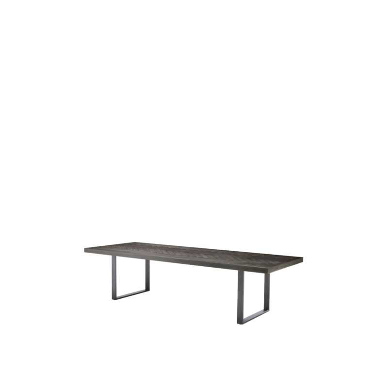 Borghese Solid Oak Dining Table, 45.2756" W x 118.1102" L, Charcoal Oak/Bronze