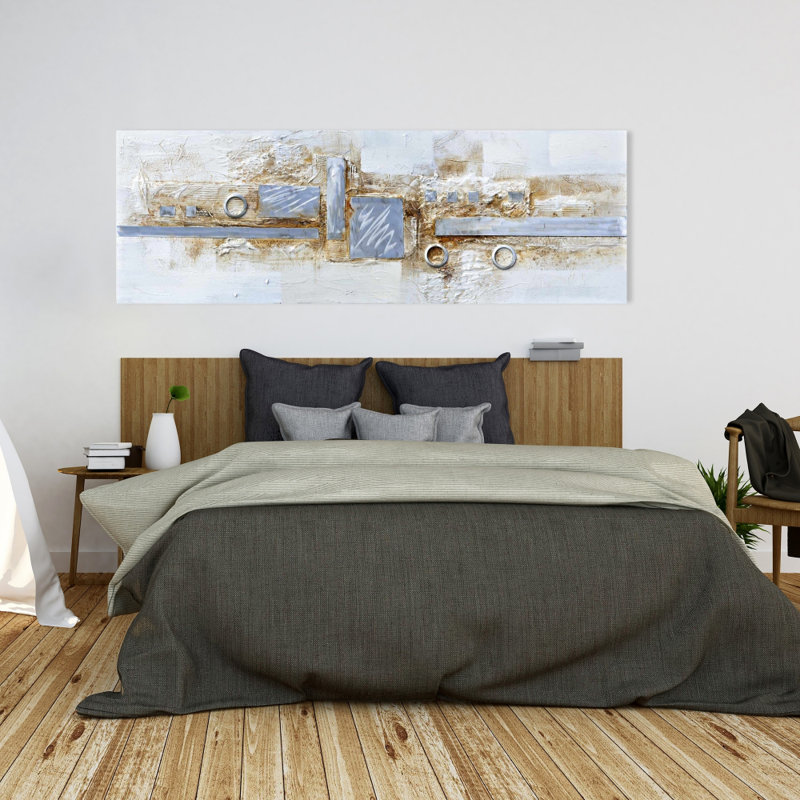 Toile abstraite avec cercles et carrés abstraits | Décoration industrielle industrielle