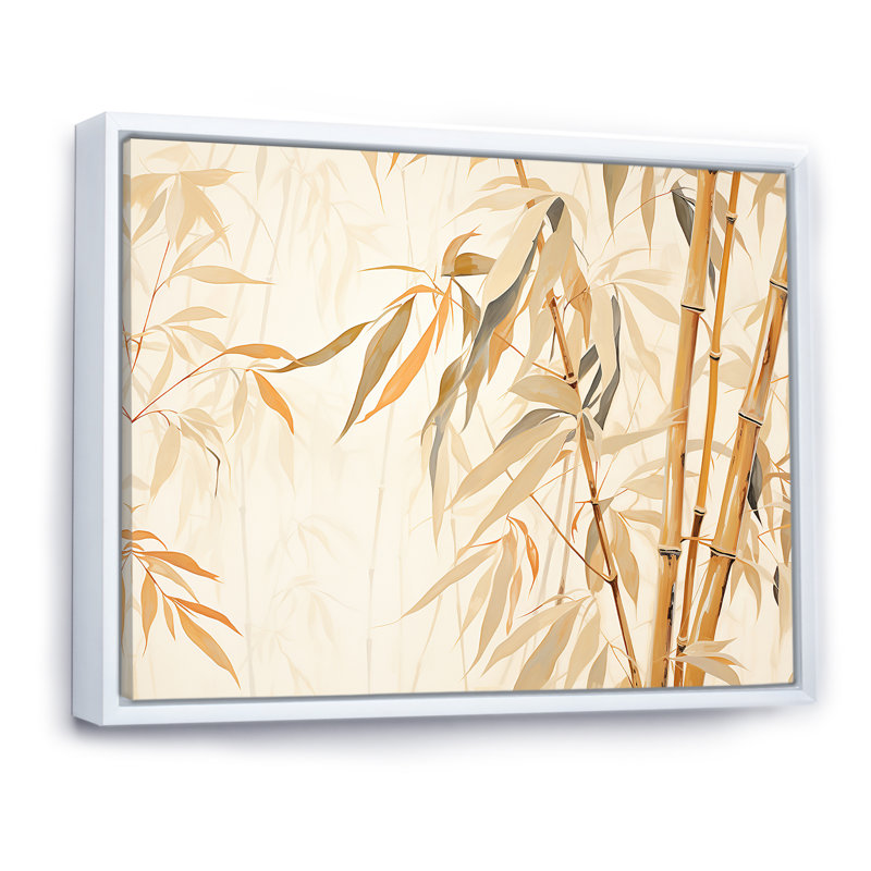 «Mute Bamboo Embrace II», art mural sur toile de bambou_106614, H 12 po x l 20 po x P 1 po, Cadre flottant blanc