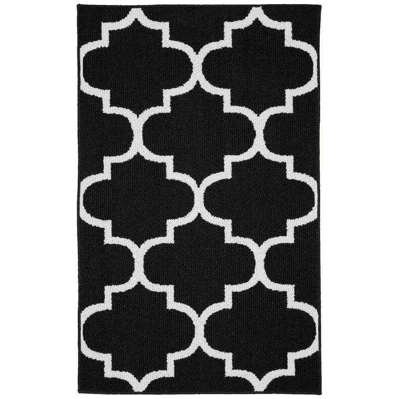 Bathampton Geometric Tufted Black Area Rug, Runner 2'6" x 3'10"