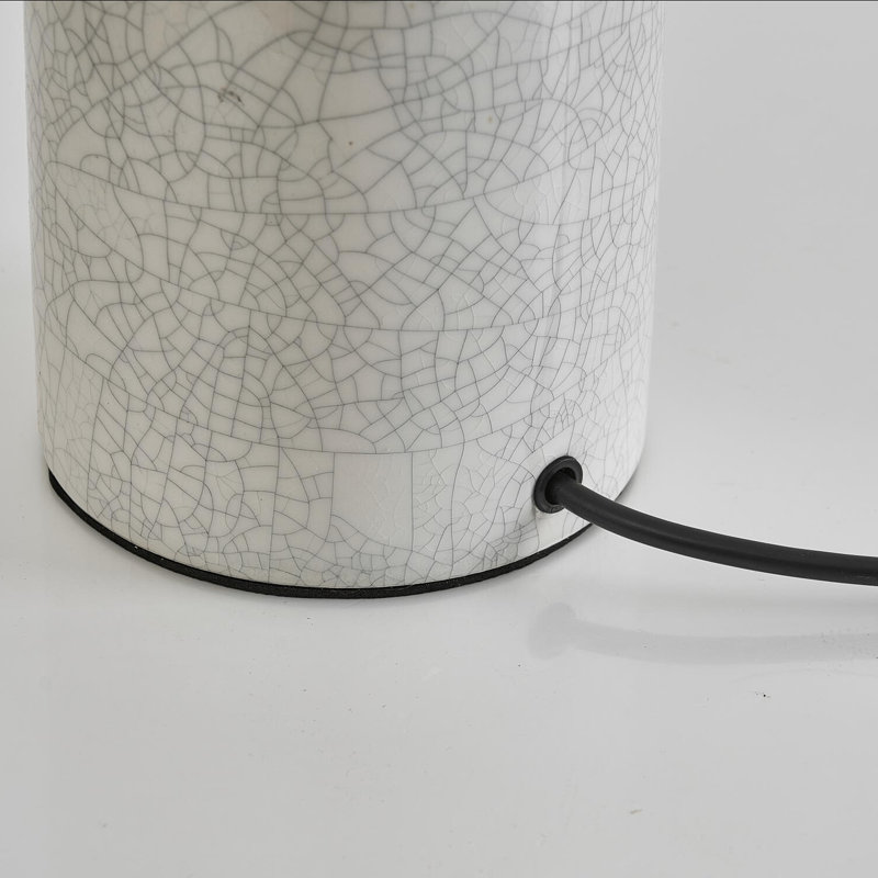 Lampe de table en céramique craquelée de 47 cm (18,5 pouces), abat-jour cylindrique en tissu, lampe de chevet à brancher avec interrupteur intégré, pour chambre à coucher, salon ou table d'appoint (ampoule non incluse)