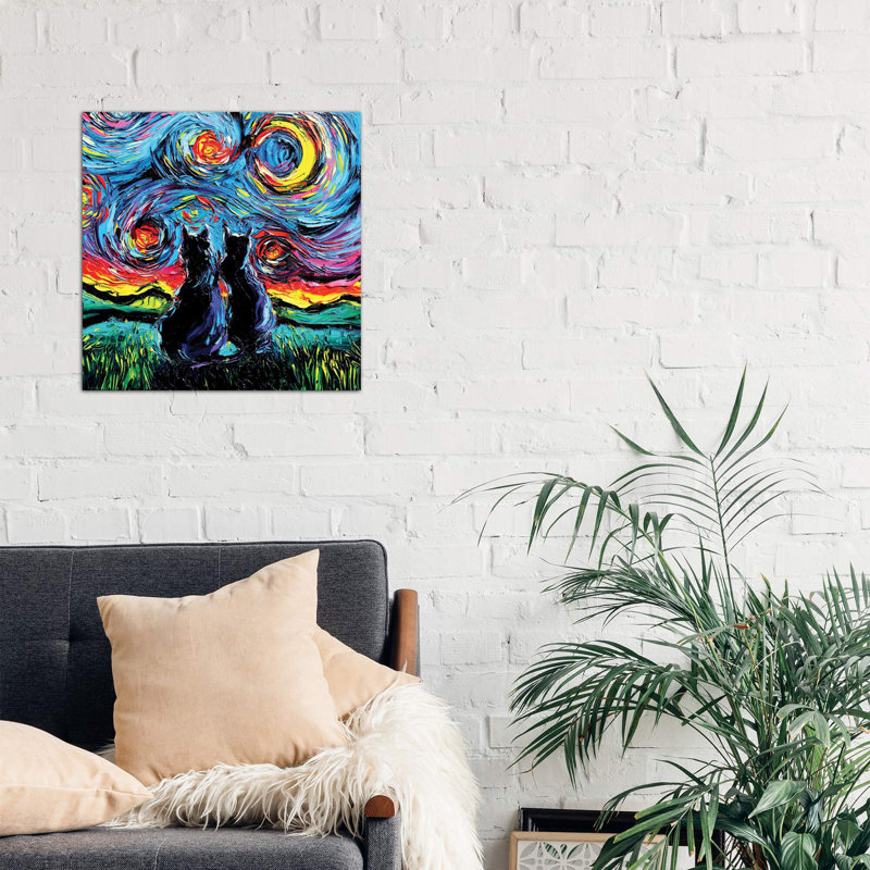 Van Gogh's Cats by Aja Trier - Painting on Canvas, 45.72 cm H x 45.72 cm W x 1.91 cm D, Wrapped Canvas
