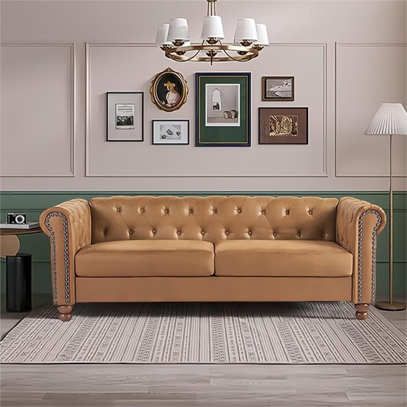 Canapé rembourré 79,53 po Aagot, Tissu brun