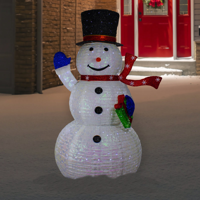 71" LED Lighted Iridescent Snowman Outdoor Christmas Decoration