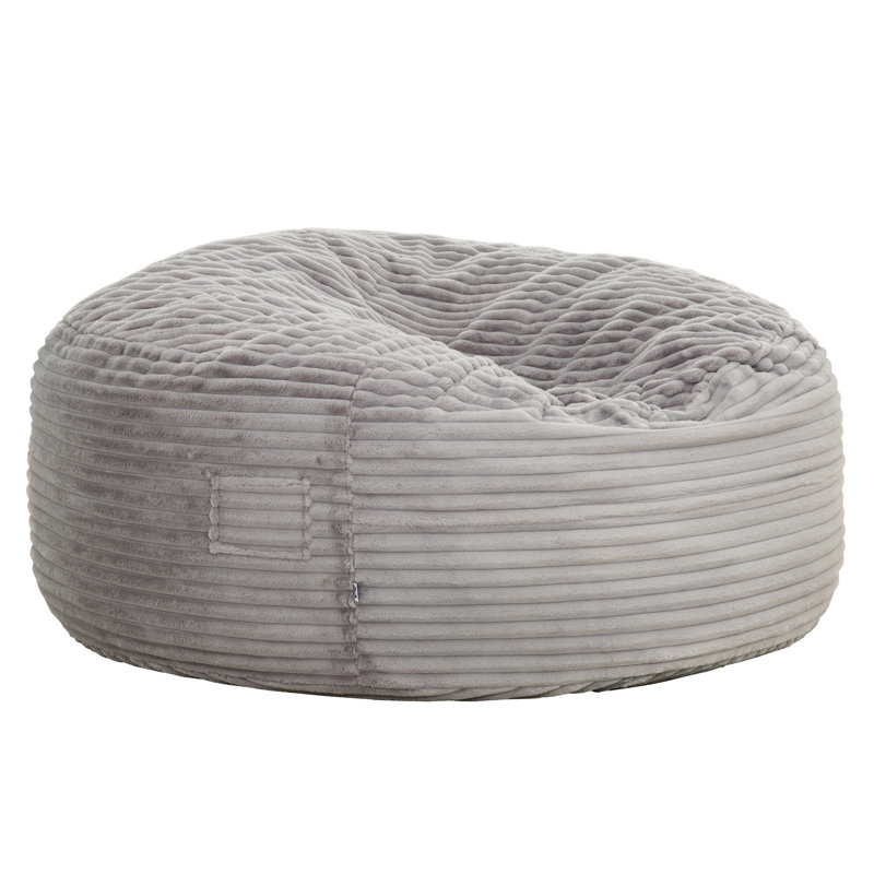 Traditional 72 In. Oversized Velour Memory Foam Bean Bag, Light Grey