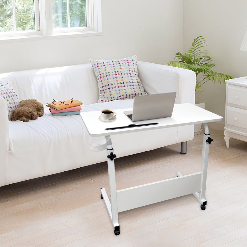 Adjustable Computer Desk, White, 69cm H x 80cm W x 40cm D