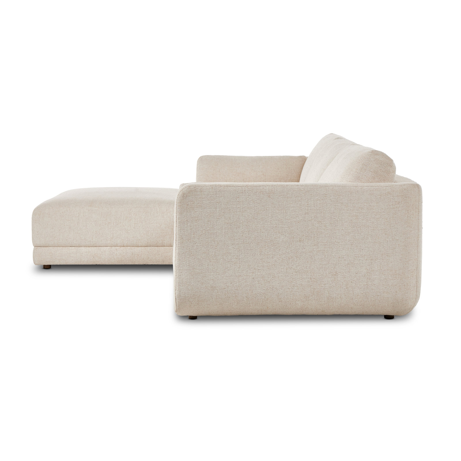 Naples Modular Upholstered Chaise L-Sectional, Cream Polyester Blend