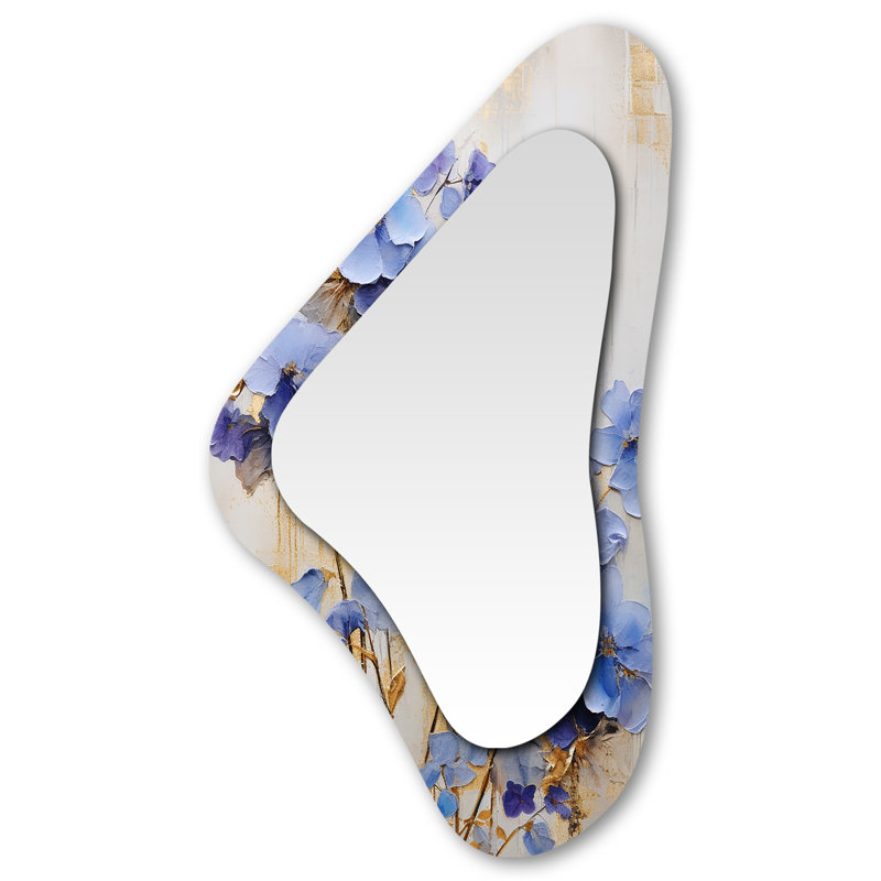 Bleu et or Exquis Violets II - Formes asymétriques violettes - Grand miroir mural traditionnel
