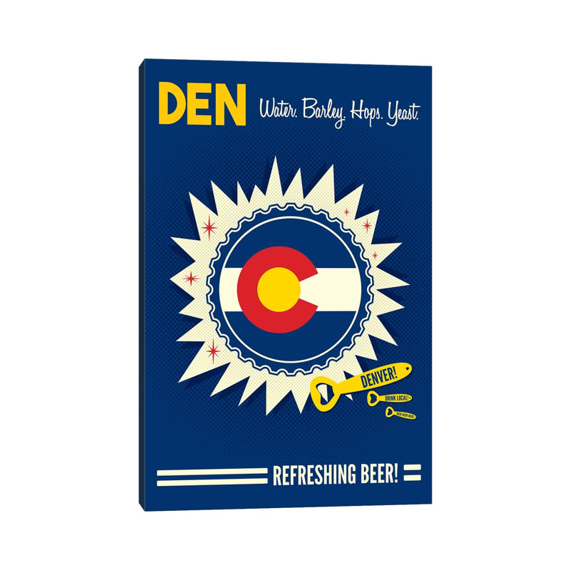 Denver Refreshing Beer by Benton Park Prints - Wrapped Canvas Gallery-Wrapped Canvas Giclée, 20.32 cm H x 30.48 cm W