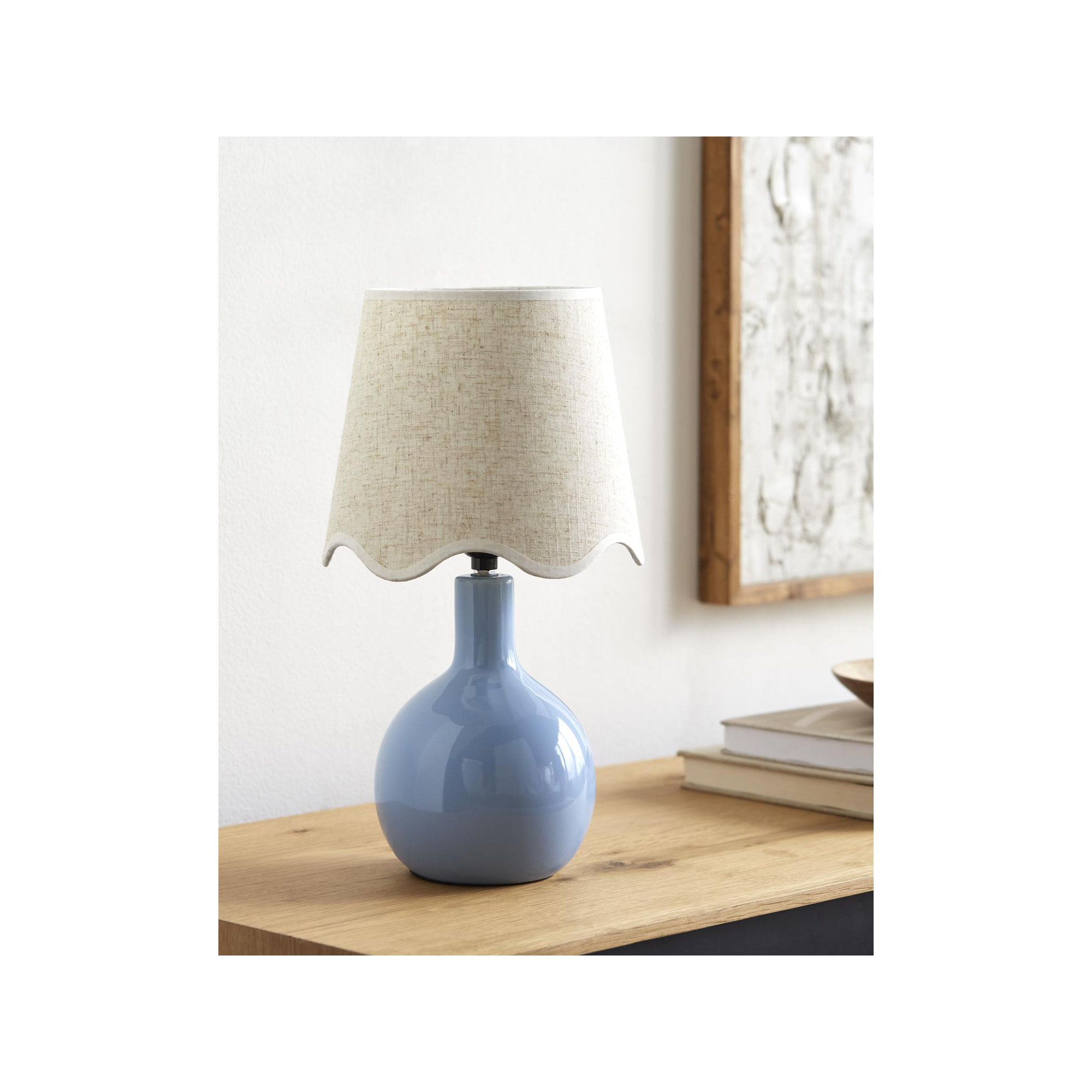 Maura Accent Table Lamp, Blue, Beige, 15"H x 9"W x 9"D
