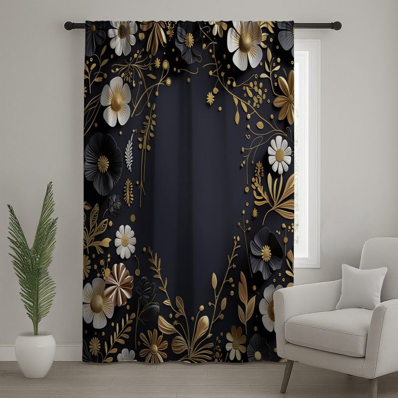 Rideaux à motif floral et voilages décoratifs - 1 panneau, 50" x 80" - 1 Panel, Blockout