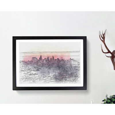 Los Angeles Skyline in the Morning in Abstract - Picture Frame Graphic Art Print
