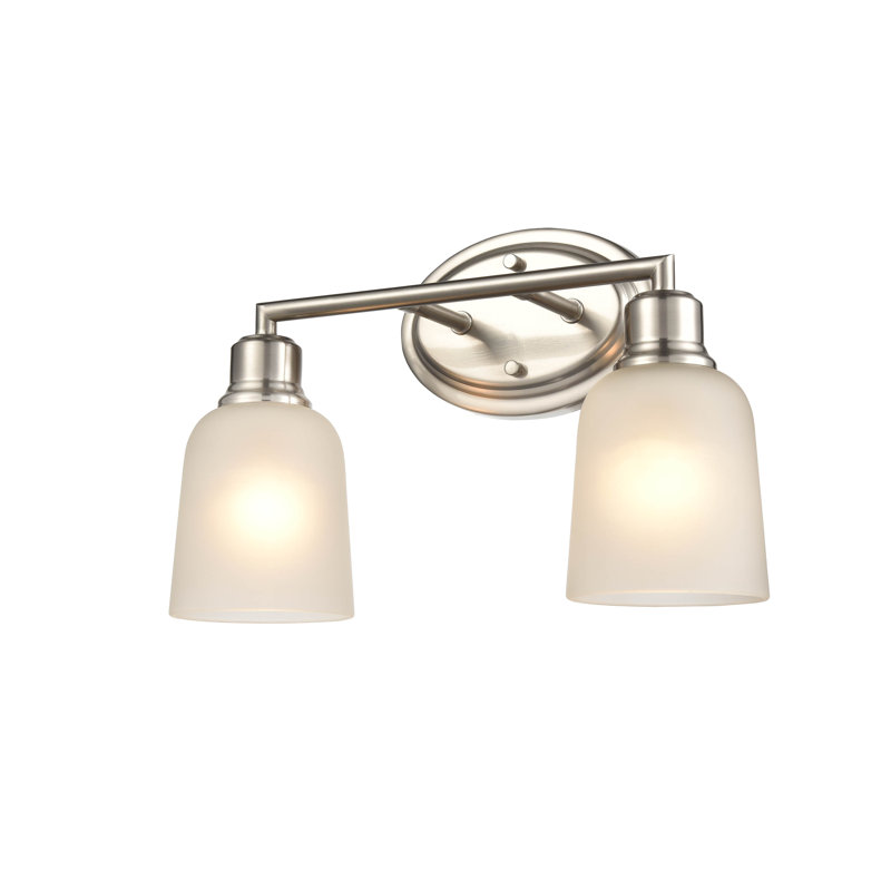Luminaire à 2 lumières 15,25 po Adeltraut Éclairage pour meuble-lavabo en nickel brossé