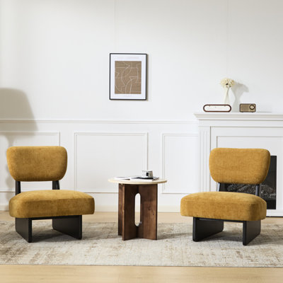 De 2 chaises longues élégantes avec revêtement et base en noyer, pour la chambre à coucher, le salon ou le bureau, avec coussins confortables, structure moderne en bois à deux lignes épurées, convient