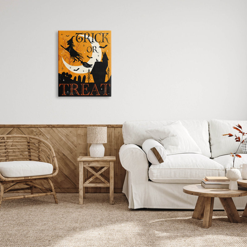 Art mural sur toile «Trick or traiter» par Véronique Charron, H 30 po x l 24 po x P 1,5 po