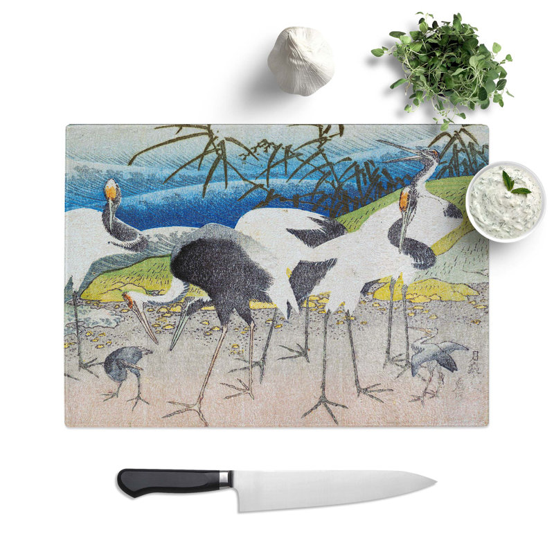 Glass Group of Storks by Katsushika Hokusai Chopping Board, 28.5 cm W x 20 cm L