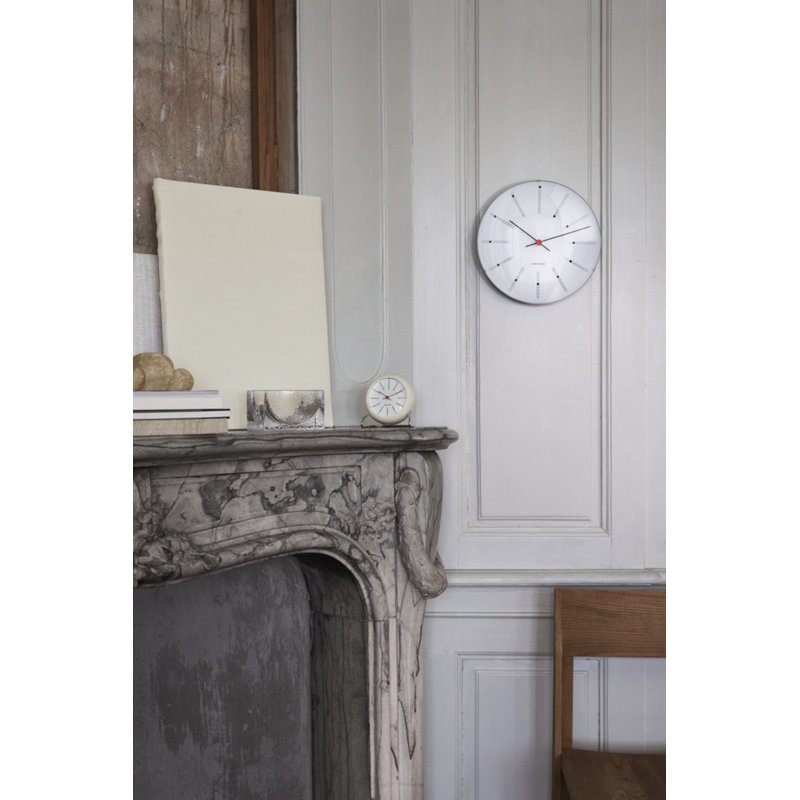 Bankers Electric Clock, White/Silver