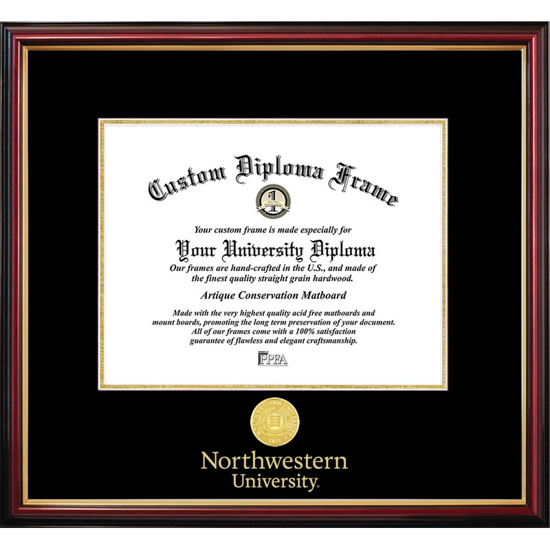Cadre de petit diplôme Northwestern University, L 11 po x H 8,5 po, NCAA Northwestern
