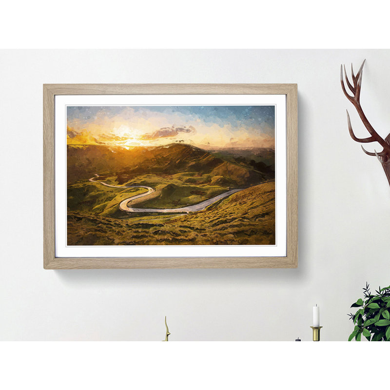 Mam Tor in the Peak District in Abstract - Framed Print, Oak, 35cm H x 50cm W x 2cm D