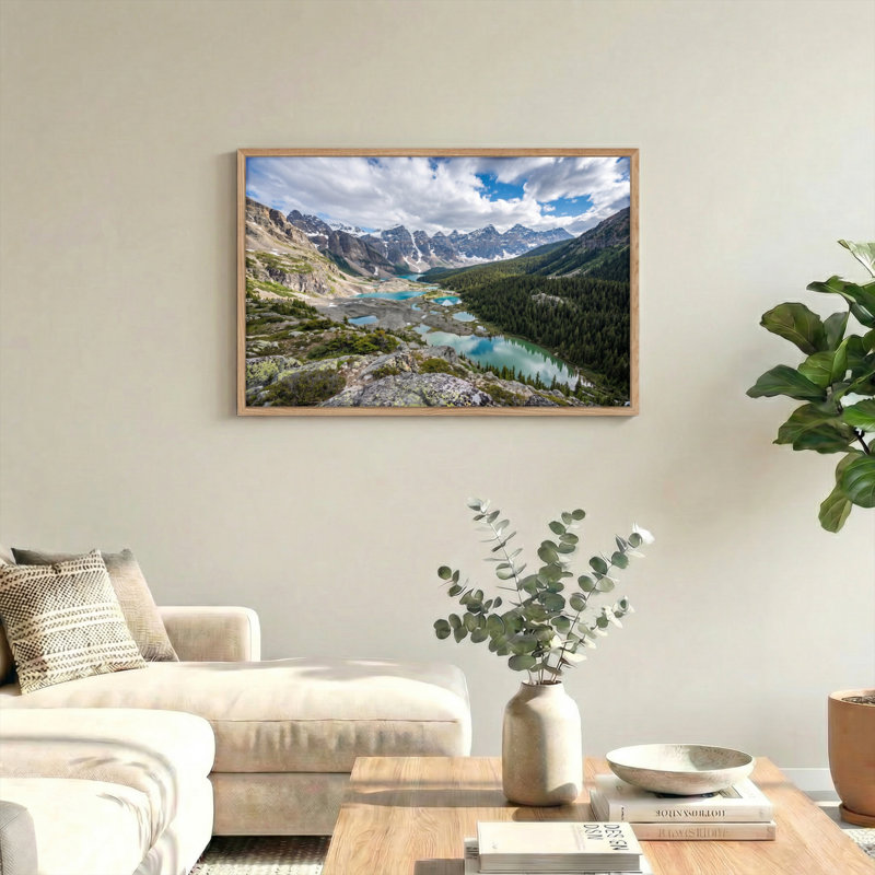 Ensemble de 1 tableau sur toile représentant un lac de montagne, H 18 po x l 24 po, Naturel
