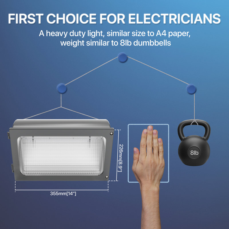Ensemble de luminaires muraux à DEL 120 W avec crépuscule à l'aube, photocellule et lentille en verre