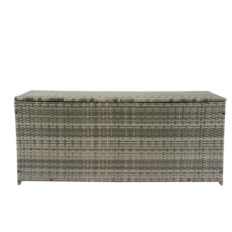 113 Gallon Outdoor Bin - Grey. Patio Deck Storage With Lid. Extra Large Capacity For , Pillows. Removable Liner, Rust . Versatile. Functional Poolside Container. Grey Lightweight , Metal Frame. Water