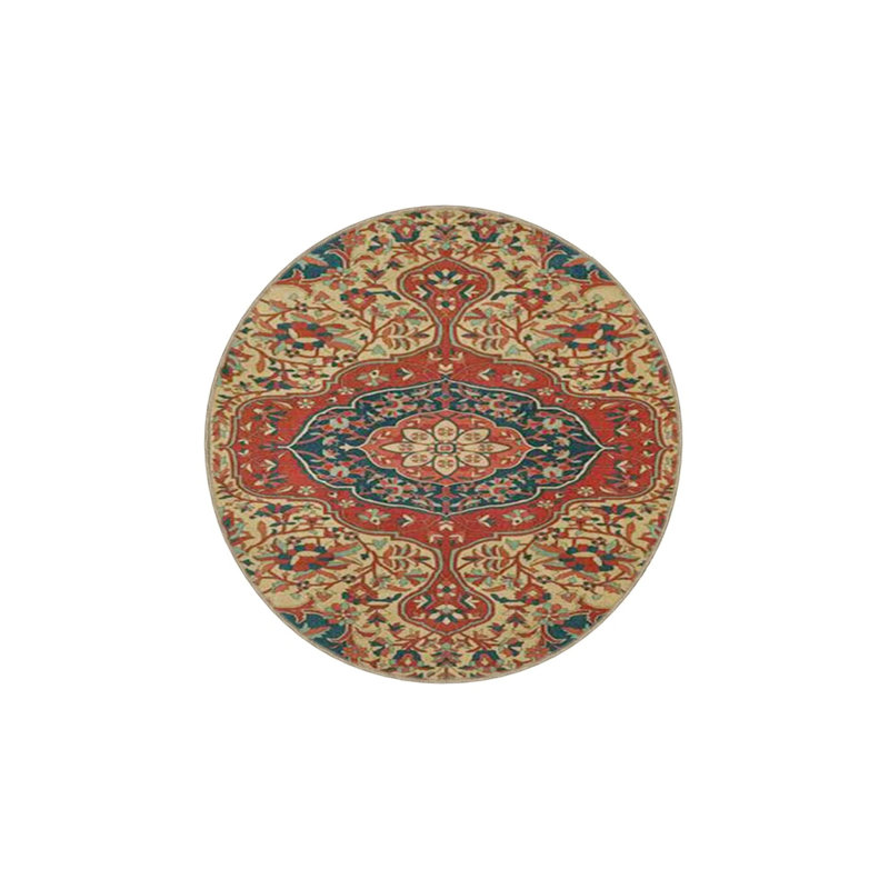 Geometric Red Floral Traditional Carpet Woven Base Washable Carpet, Rectangle 4'8" x 6'7"