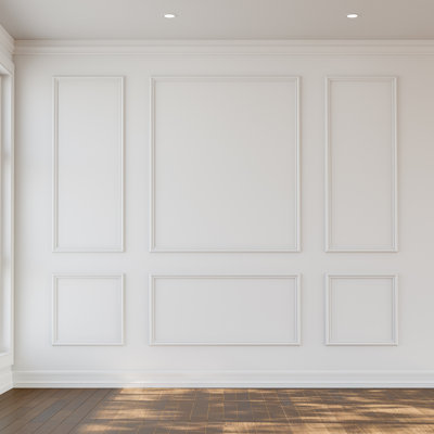 Pre-Cut Wall Moulding Kit - 6-Frame PS Wainscoting Panel Set for Accent Walls, DIY Wall Decor Panel Ready for Assamble in Living Room, Bedroom, or Dining Room