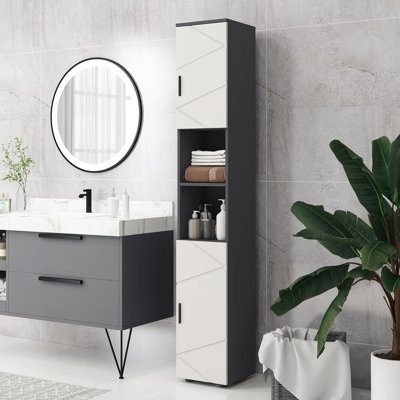 Mirsie Slim Bathroom Cabinet Bathroom Storage Cabinet 183cm Tall Grey