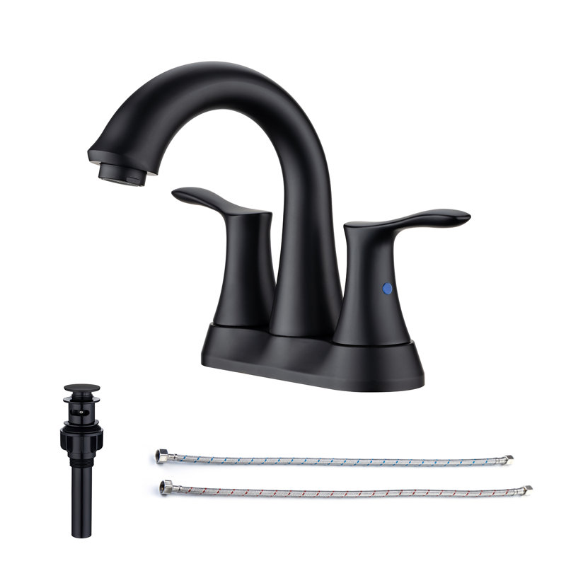 Centerset 2-handle Bathroom Faucet with Drain Assembly, Matte Black