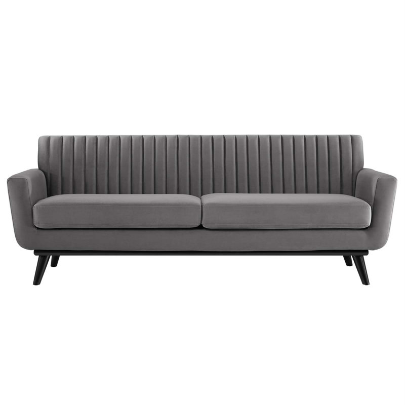 Engage Channel Tufted Fabric Sofa, Gray