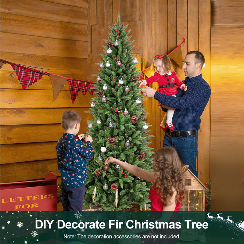 Arbre de Noël artificiel au crayon fin, avec support en métal, sapin Kingswood, assemblage facile avec charnière, 6'