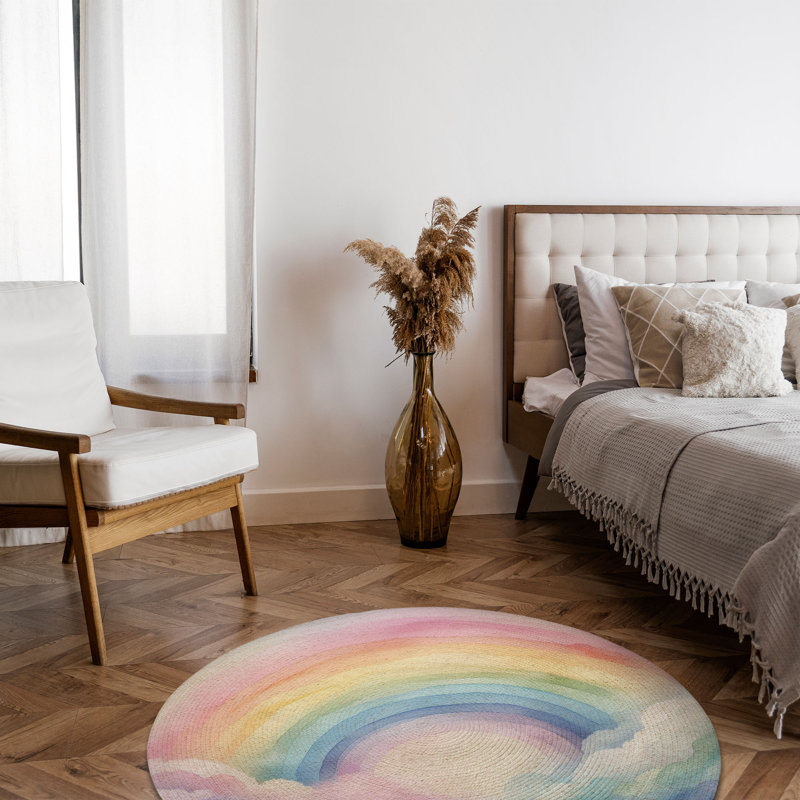 Tapis tressé arc-en-ciel, Rond 5 pi