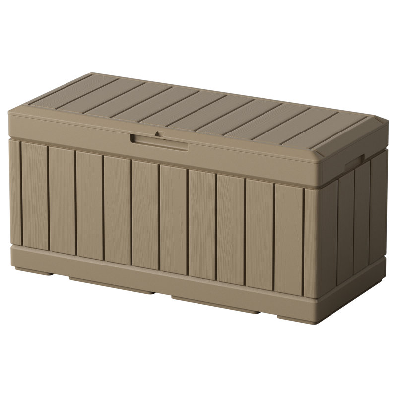Furmax 45.66'' W 90 Gallons Water Resistant Lockable Deck Box, Light Brown