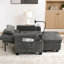 Fauteuil inclinable simple gris avec réglage manuel, charge, support pour téléphone et rangement des accoudoirs cachés sur l'accoudoir, inclus, pour une détente confortable