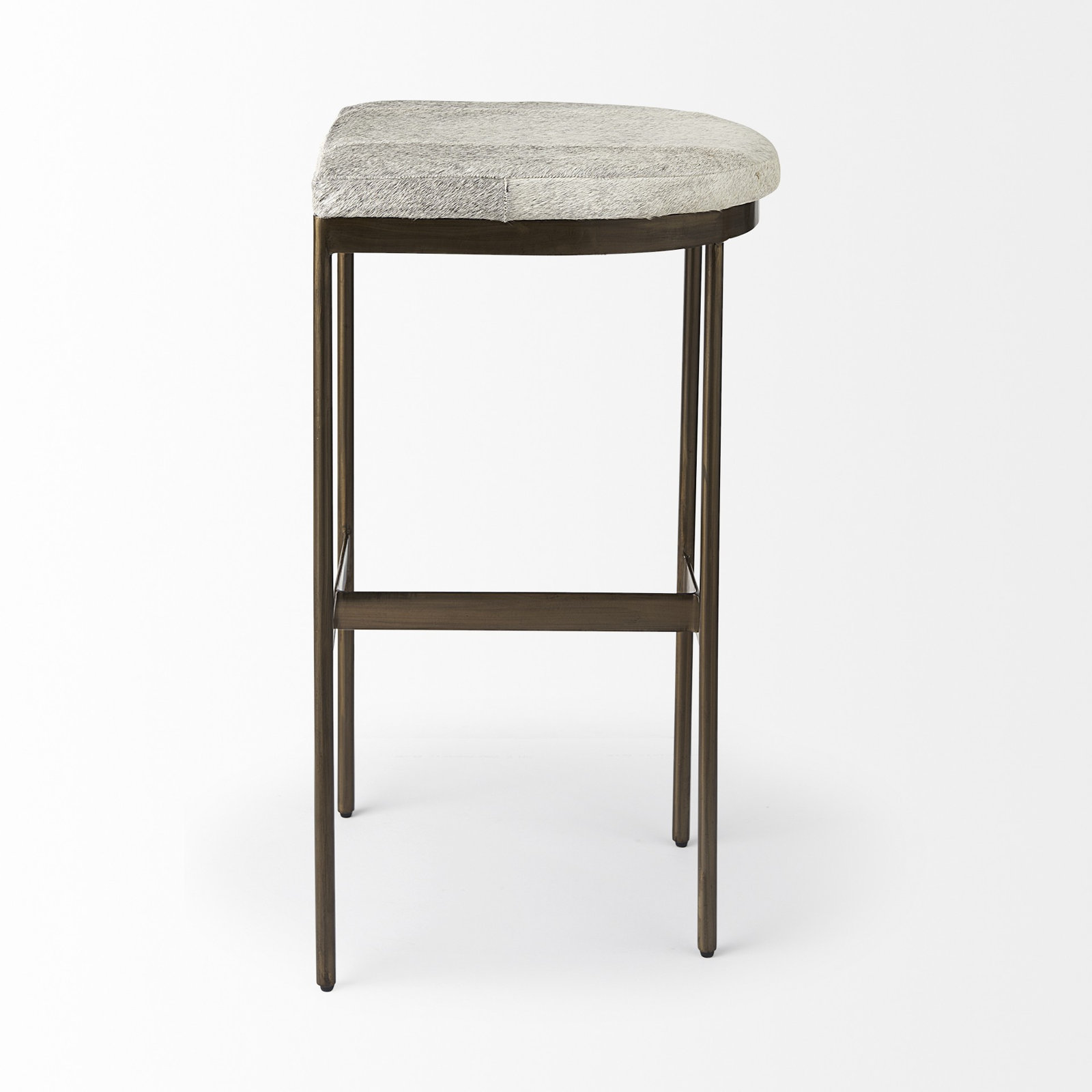 Adela 30" Bar Stool, Brass, Bar Stool (30” Seat Height), Cowhide Gray