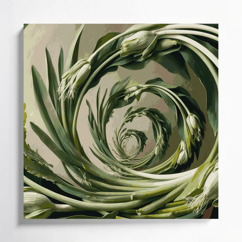 Art mural sur toile brun poireaux, H 16 po x l 16 po