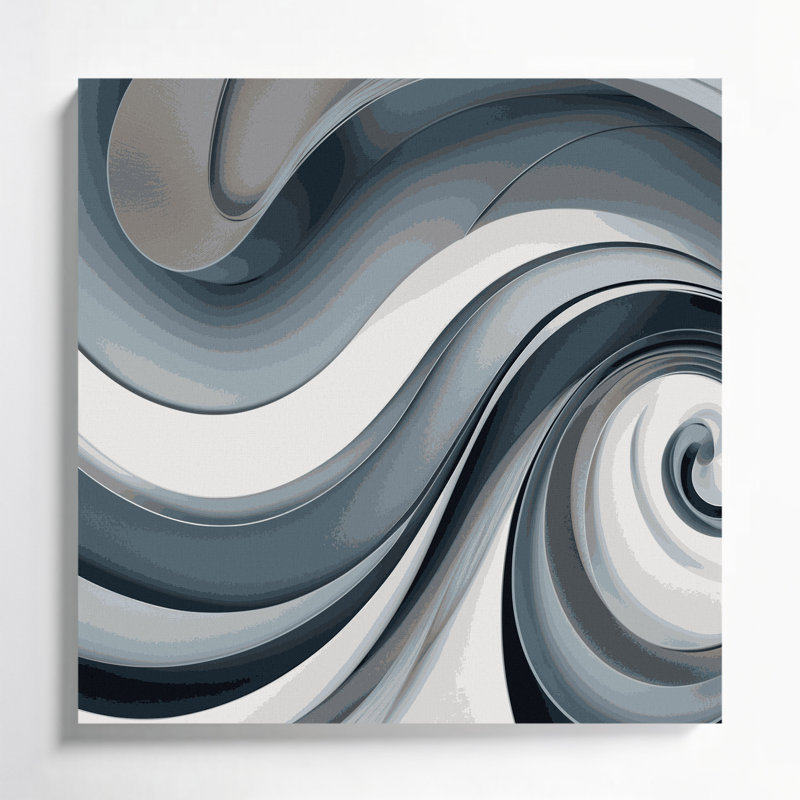 Art mural sur toile Biomorphic Abstraction 91, gris, H 12 po x l 12 po