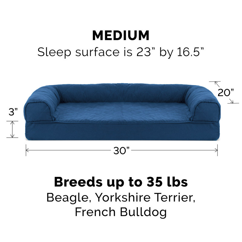 Medium Navy Orthopedic Quilted Foam Pet Sofa Bed