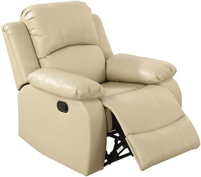 Ashey Recliner Chair, Beige Faux Leather