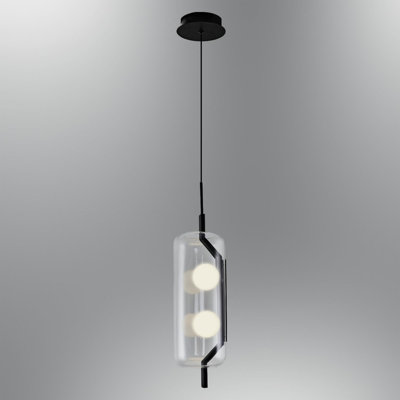 Lustre élégant en métal noir Cassen, hauteur réglable 47,2 pouces | Comprend 2 ampoules G4 de 1,5 W, lumière blanche chaude 3000 K, 300 lumens | Parfait pour le salon, la salle à manger ou le vestibule | Design moderne et élégant