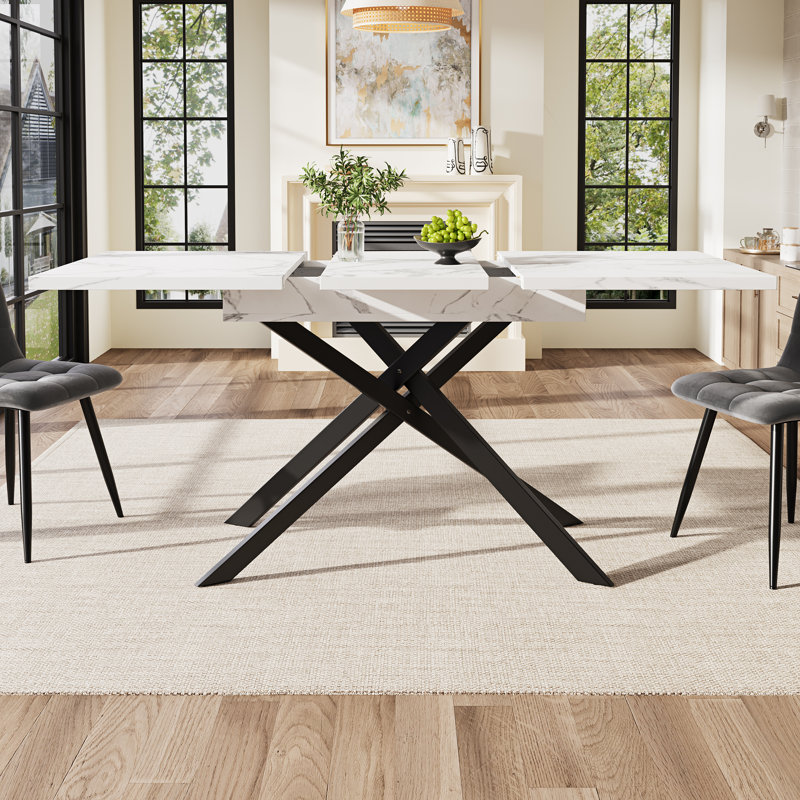 Extendable Metal Base Dining Table