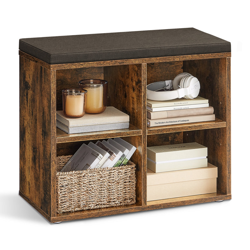 Fabric Upholstered Storage Bench, Brown