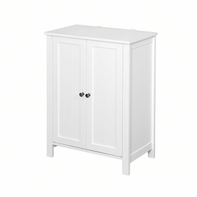 Wooden Frame Cabinet, Bathroom Floor Storage Cabinet With Adjustable Shelf