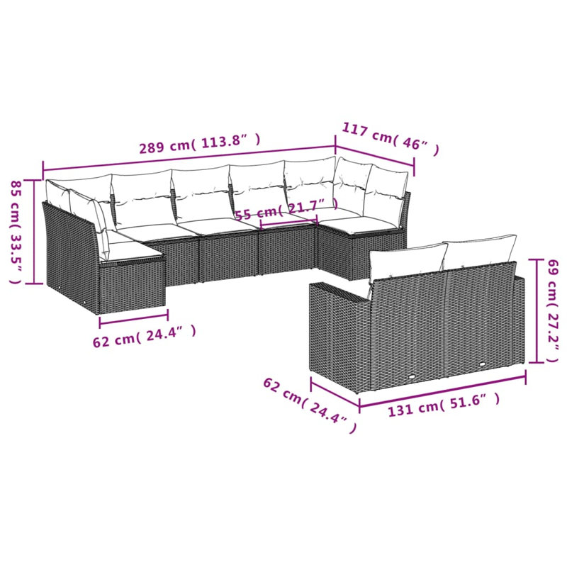 Vidaxl Garden Sofa Set Black, Cream White