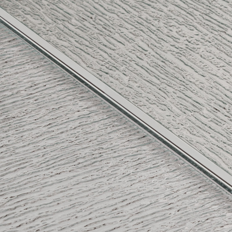 Sharold Chrome Finish Coffee Table With Textured Glass Top
