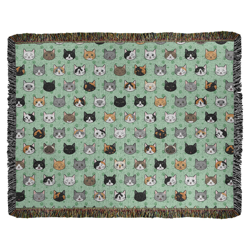Couverture en coton tissé pour chat Katelyn Elizabeth Kitty, l 37 po x L 52 po, Vert