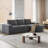 Chenille Fabric Sectional Sofa,No Assembly Required-1371761935