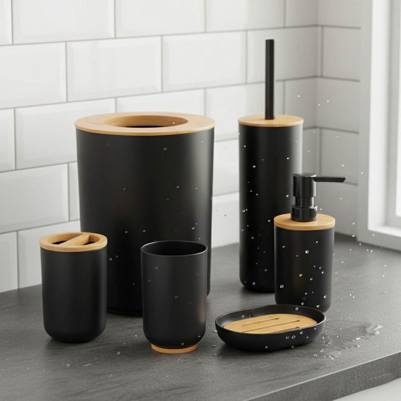 Padang Bathroom Accessory Set, Black